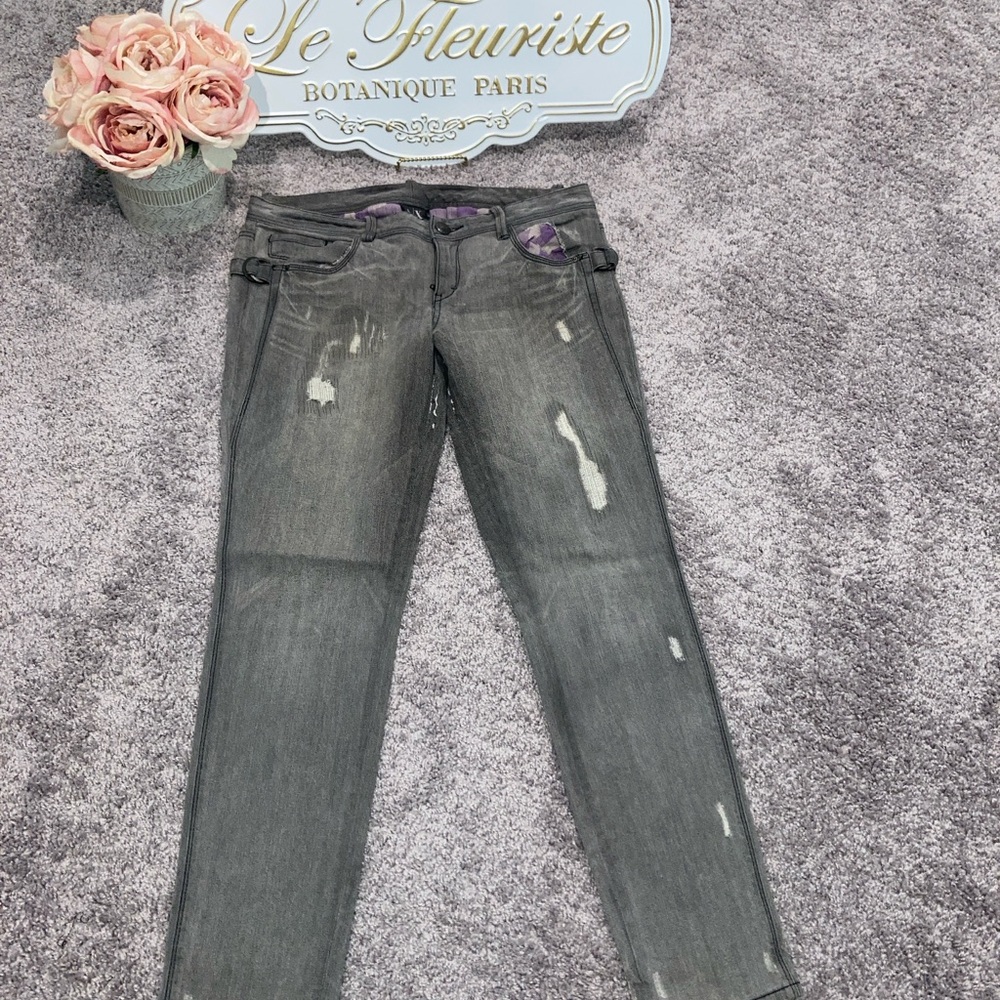Armani Exchange Women's Gray Distressed Jeans